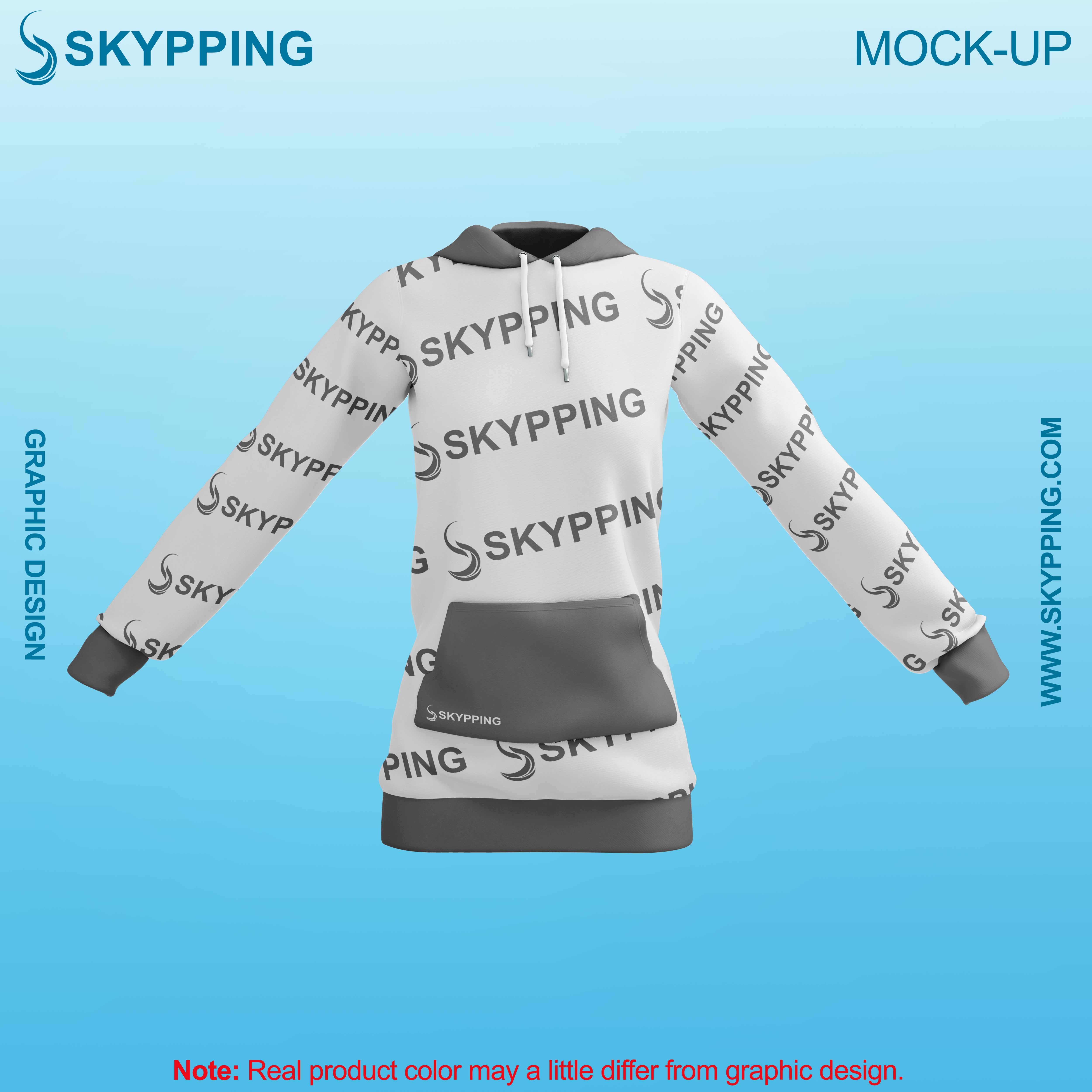 White Combo Pull Over Hoodie with Kangroo Pockets for Women